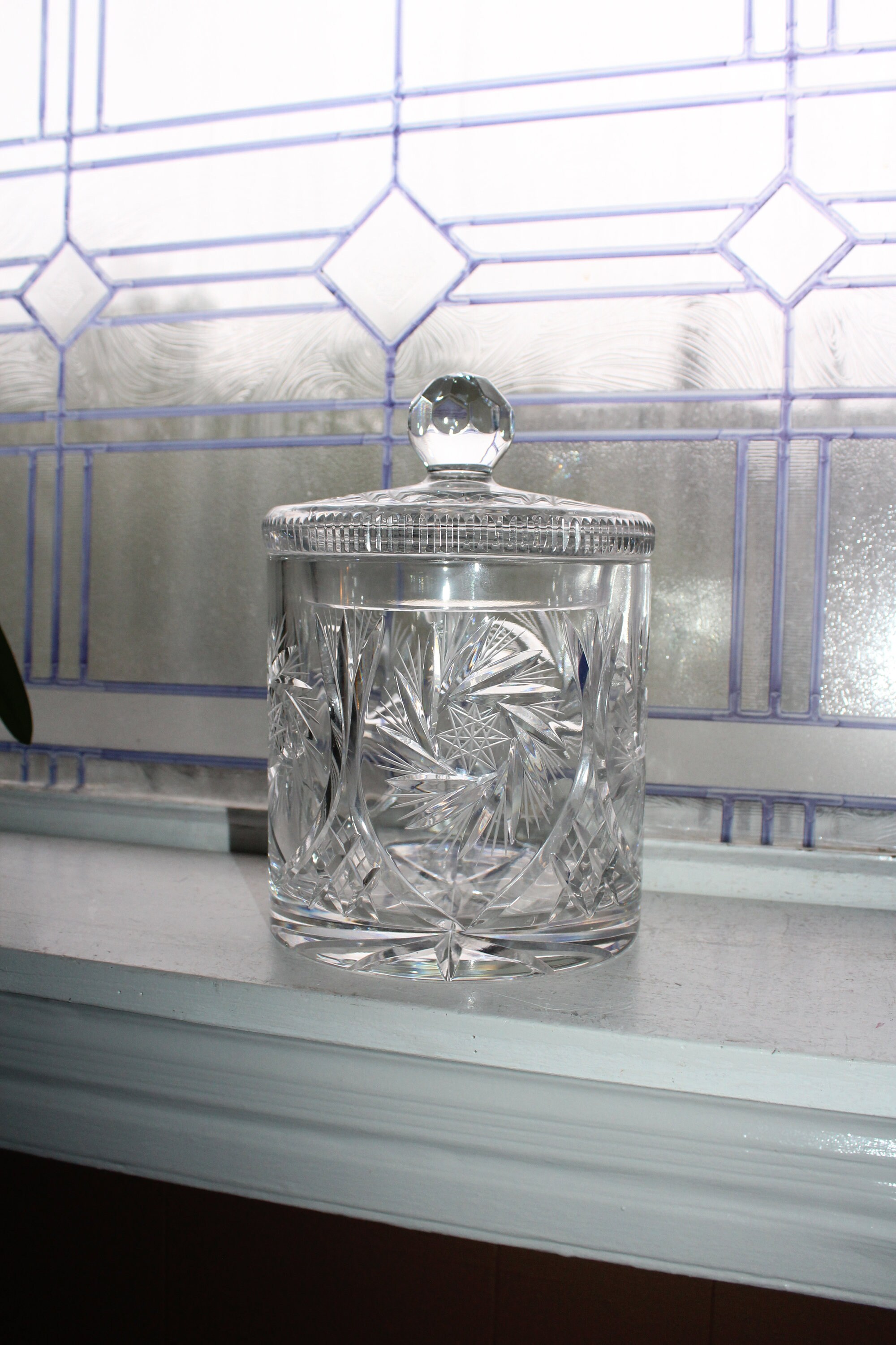 Beautiful Vintage Cut Crystal Ice Bucket with Lid