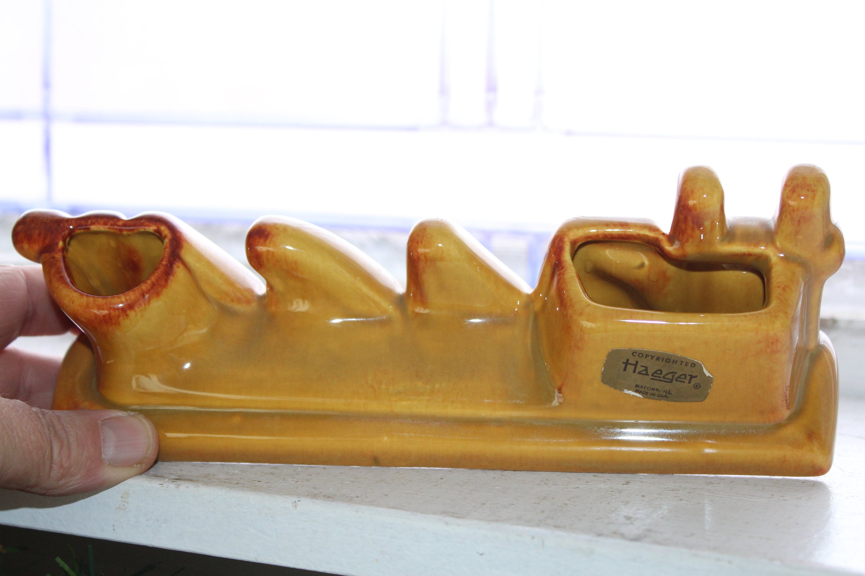 Vintage Mid Century Haeger Pottery Dealer Sign Planter 1960s