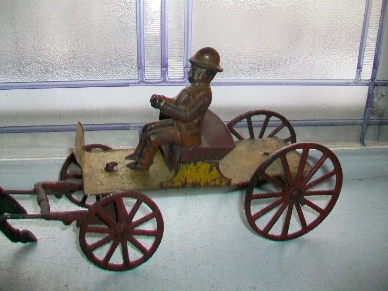 Antique Toy Horse and Buggy Metal 1800s