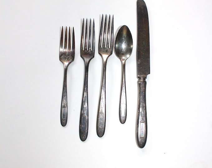 5 Pieces Vintage Grosvenor Community Plate Flatware Forks Knife Spoon