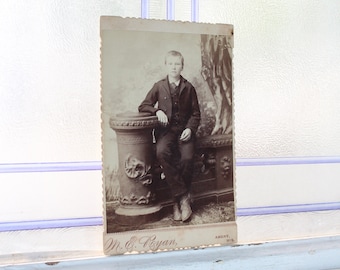 Vintage Cabinet Card Photograph Young Victorian Boy