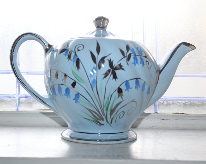 Vintage Sadler Teapot Blue and Silver