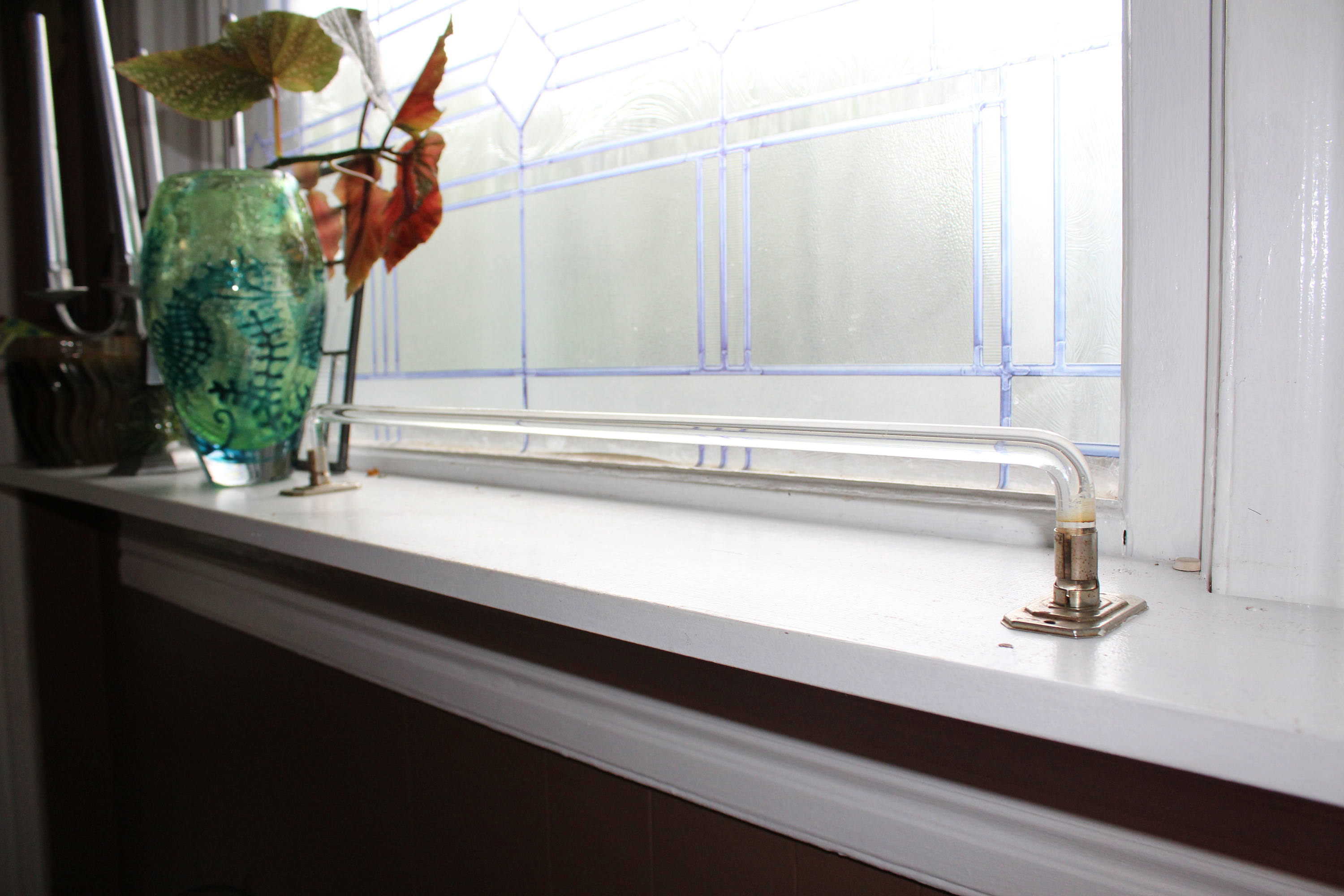 Vintage Glass Towel Rod Towel Bar Clear Glass and Chrome 1930s