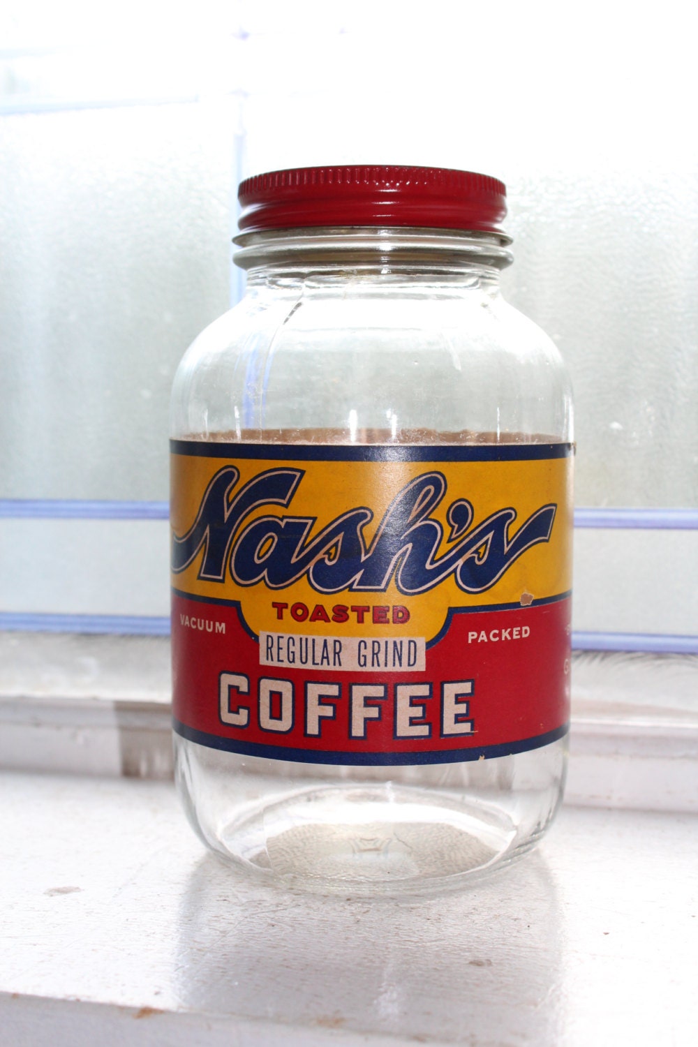 Vintage Nash's Coffee Jar 1940s Kitchen Decor 1 Lb. Size