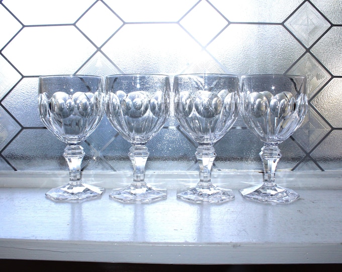 4 Vintage Towle Orly Heavy Crystal Wine Goblets