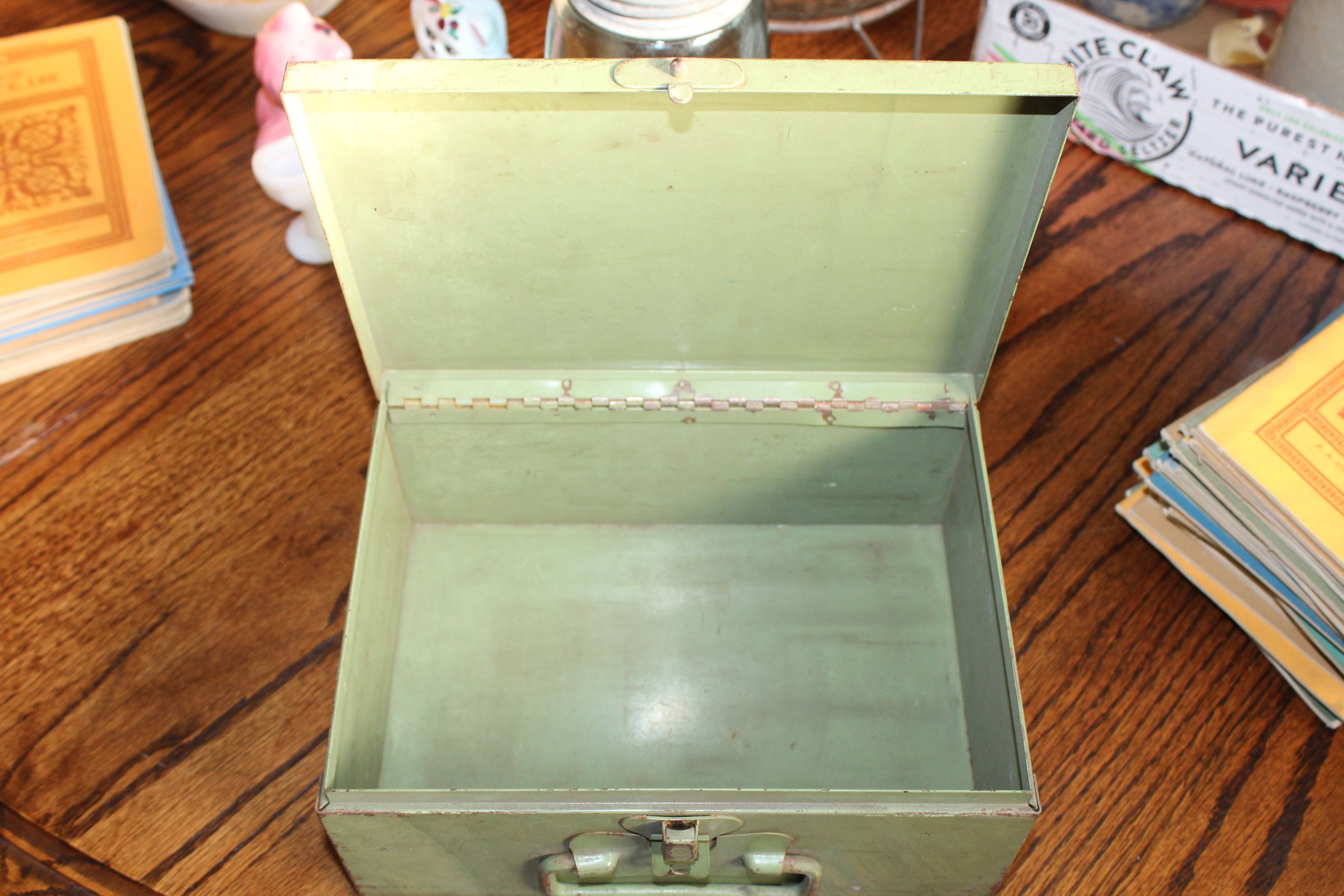 Vintage Metal Box Green Industrial Decor Storage