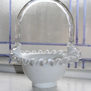 Vintage Fenton Glass Silver Crest Basket 1960s Art Glass image 4