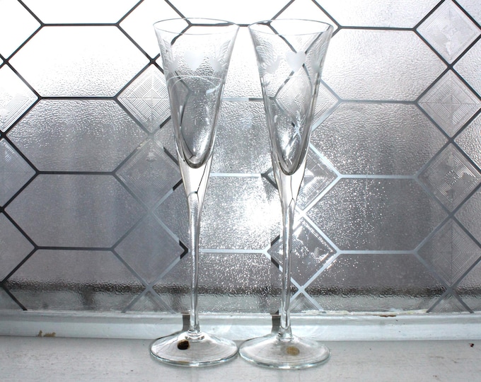 Large Vintage Champagne Toasting Flutes Love Birds & Hearts Forever by Colony