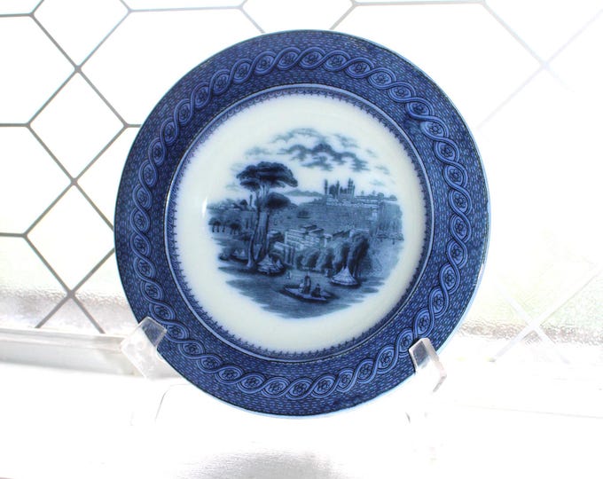 Antique Flow Blue Flat Soup Bowl Byzantium JR & Co England