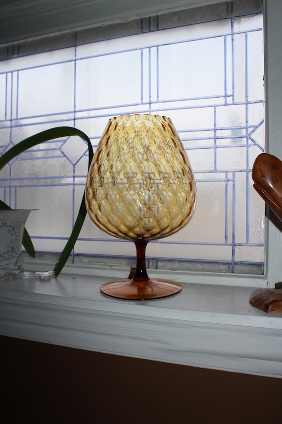 Large Vintage Empoli Glass Amber Balloon Vase With Stem Murano - Etsy