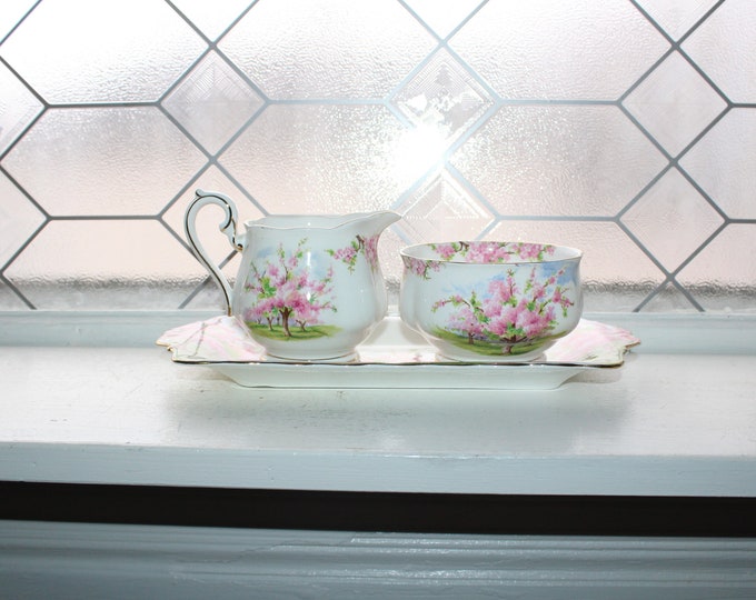 Vintage Royal Albert Blossom Time Sugar and Creamer with Tray