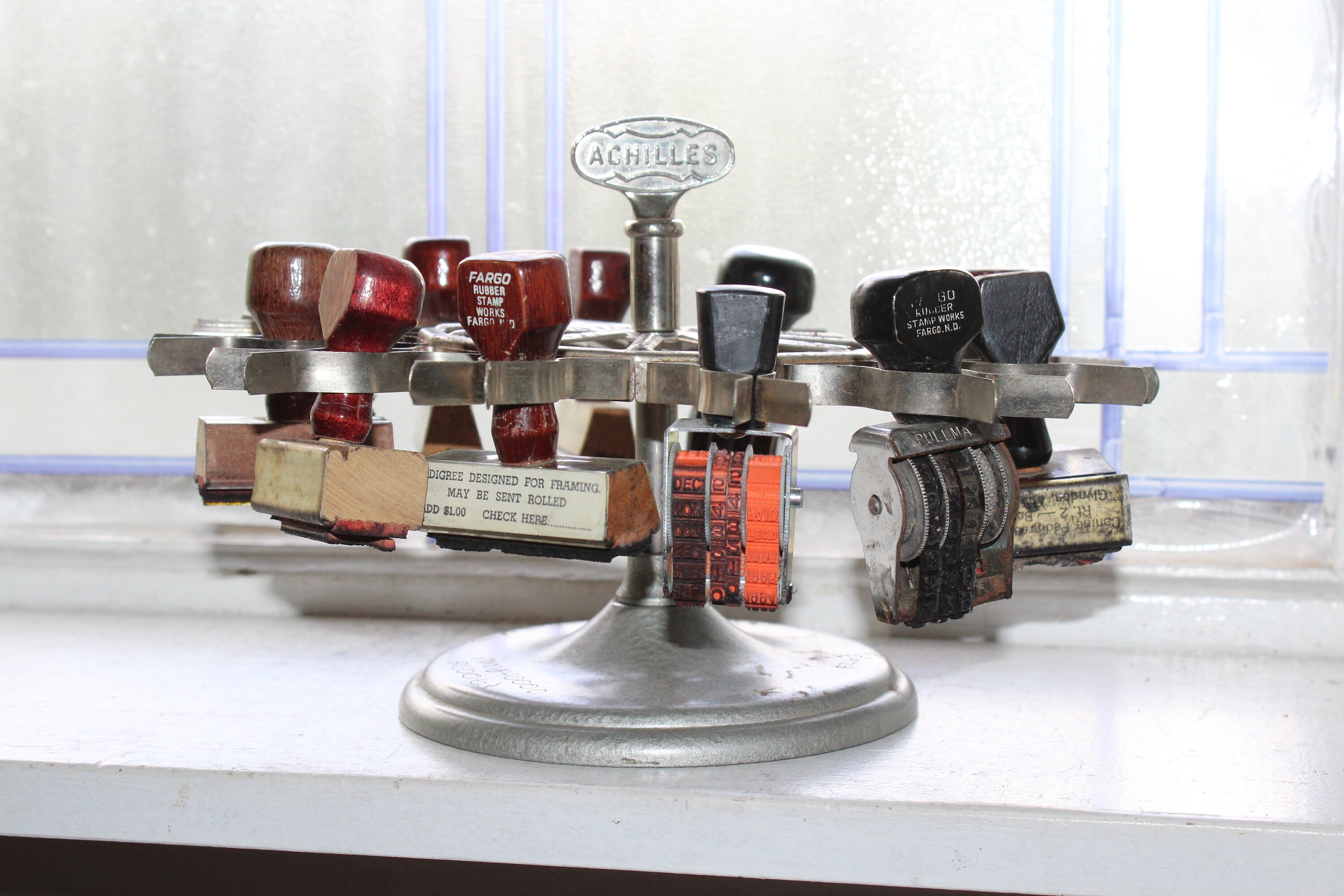 Vintage Office Stamp Holder 1950s Achilles 12 Slot with Stamps