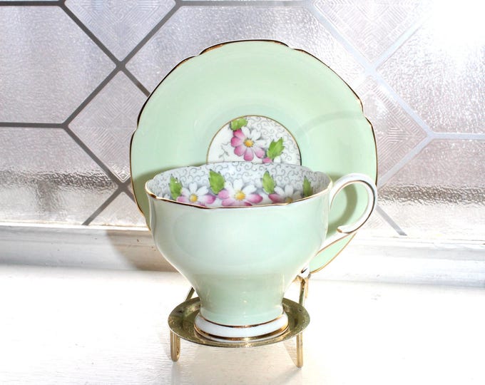 Paragon Tea Cup and Saucer Margot Mint Green Vintage Bone China