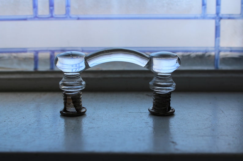 Clear Depression Glass Drawer or Cabinet Door Handle Vintage 1940s