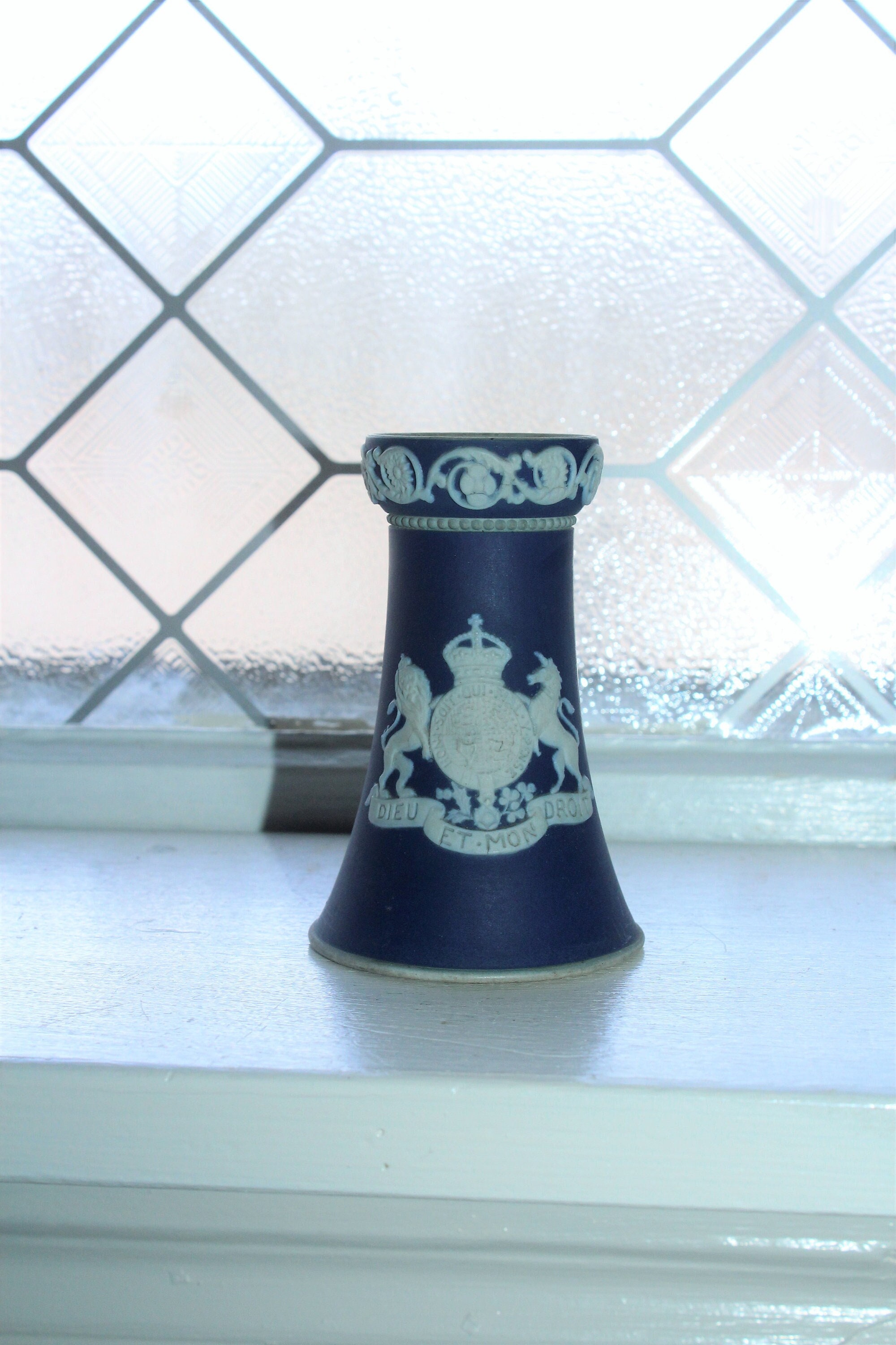 Antique Blue Jasperware Spill Vase Adams Tunstall England