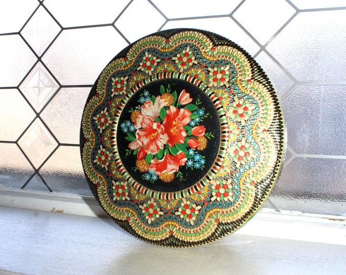 Vintage Mid Century Tin Stash Box Granny Chic Grandmacore Dutch Floral