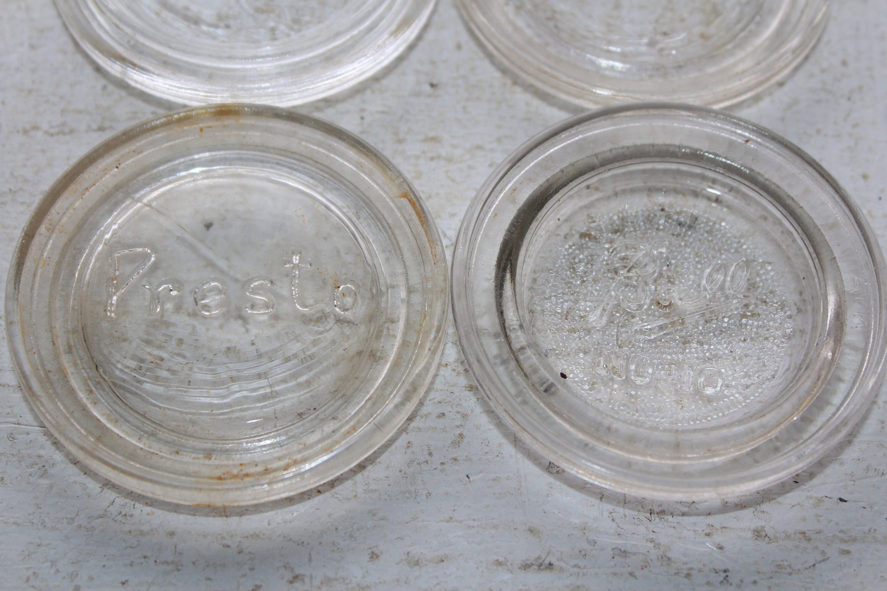 4 Mason Jar Lid Inserts Clear Glass Ball and Presto