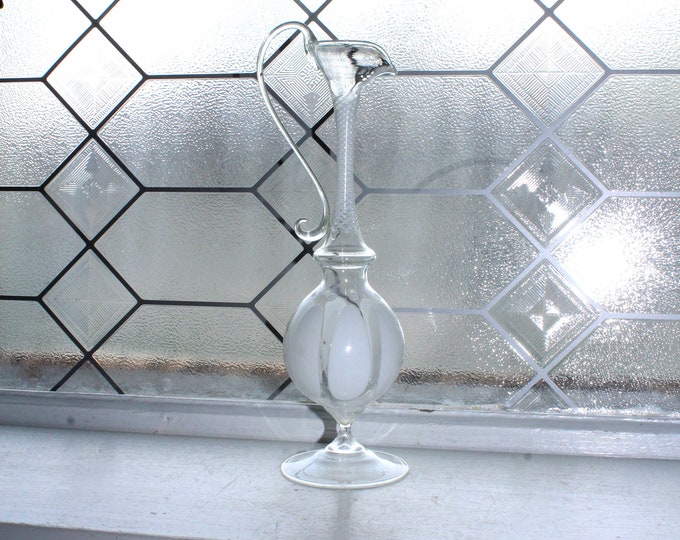 Vetro Soffiato Delicate Venetian Glass Ewer Pitcher Murano Spiral Stem