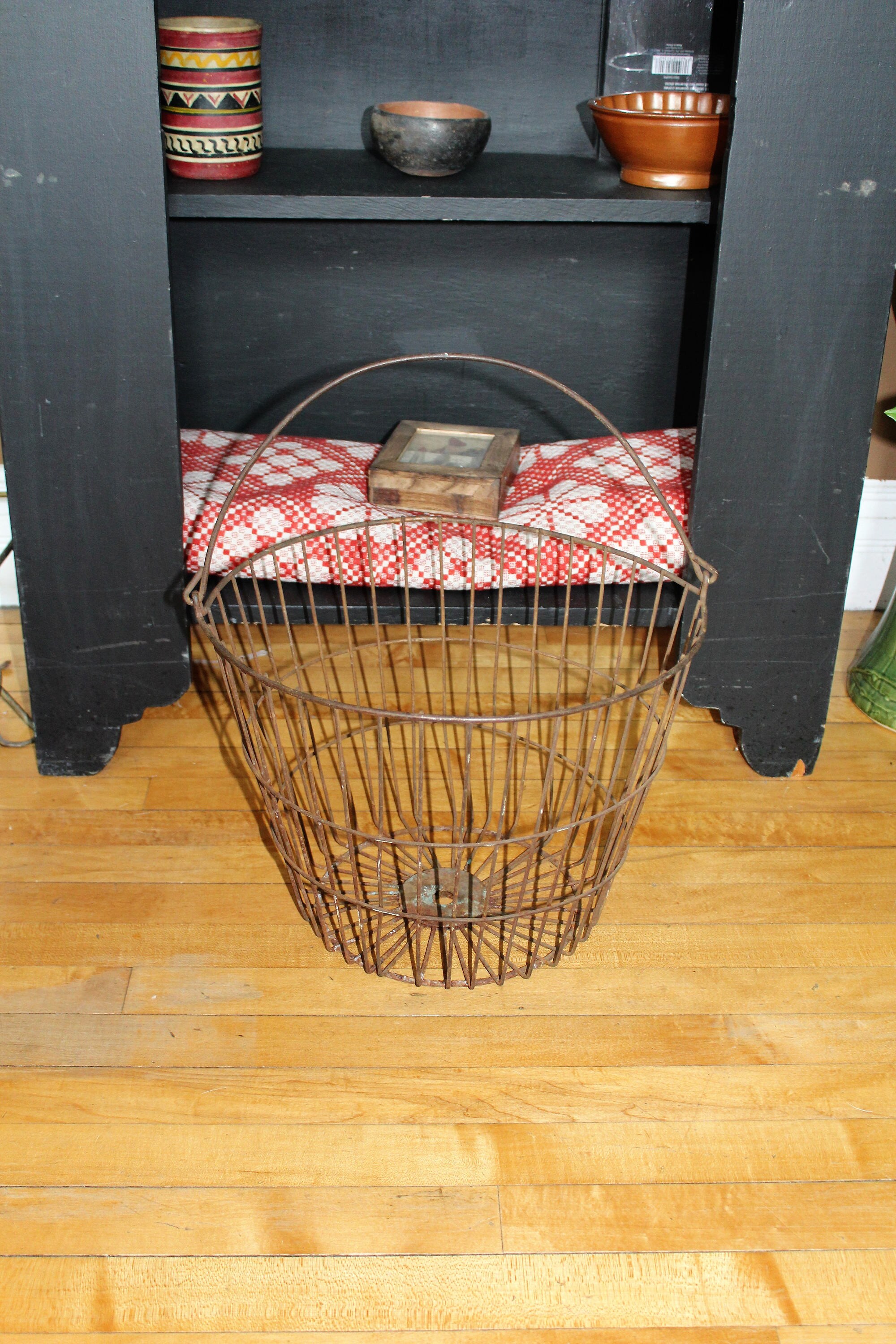 Antique Metal Potato Basket Rustic Farmhouse Decor