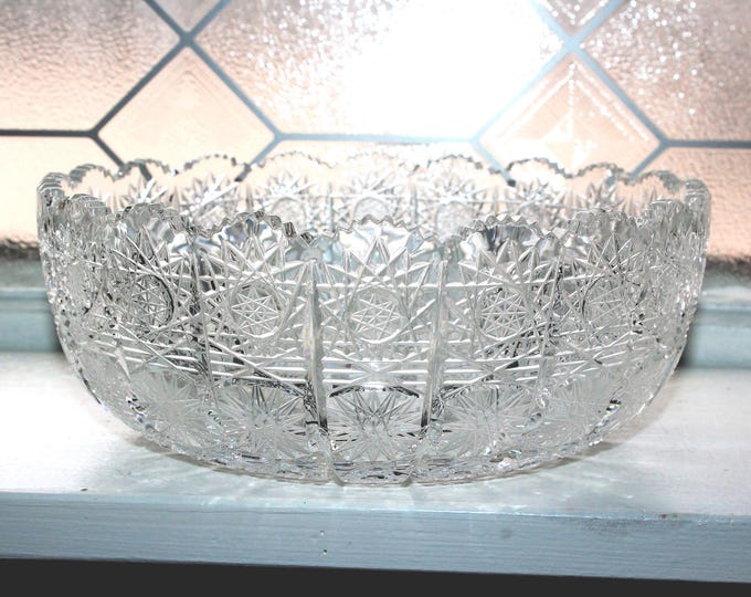 Elegant Vintage Cut Crystal Bowl Queen's Lace Bohemia Czech