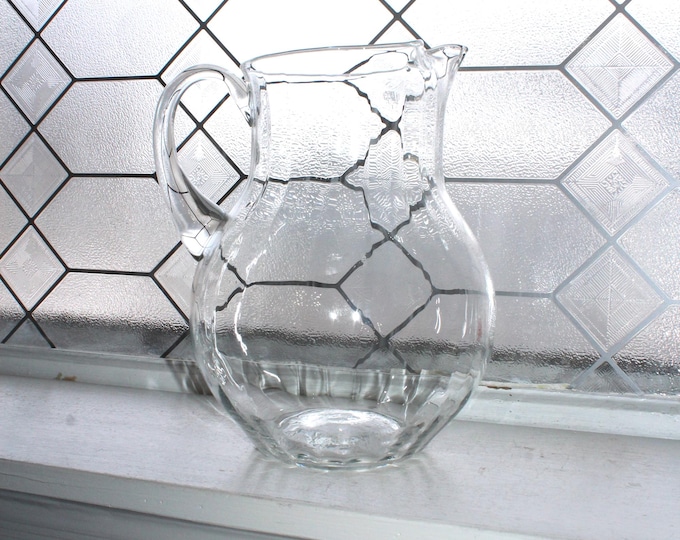 Vintage Clear Crystal Rib Optic Pitcher