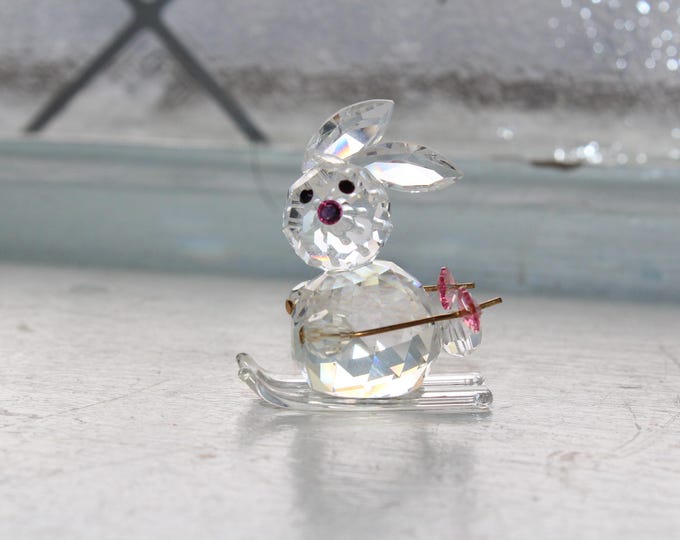 Vintage Iris Arc Crystal Bunny Rabbit on Skies Figurine - Etsy