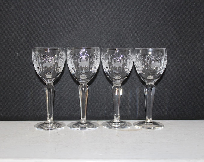 4 Elegant Cut Crystal Cordial Schnapps Glasses Lyngby Heidelberg