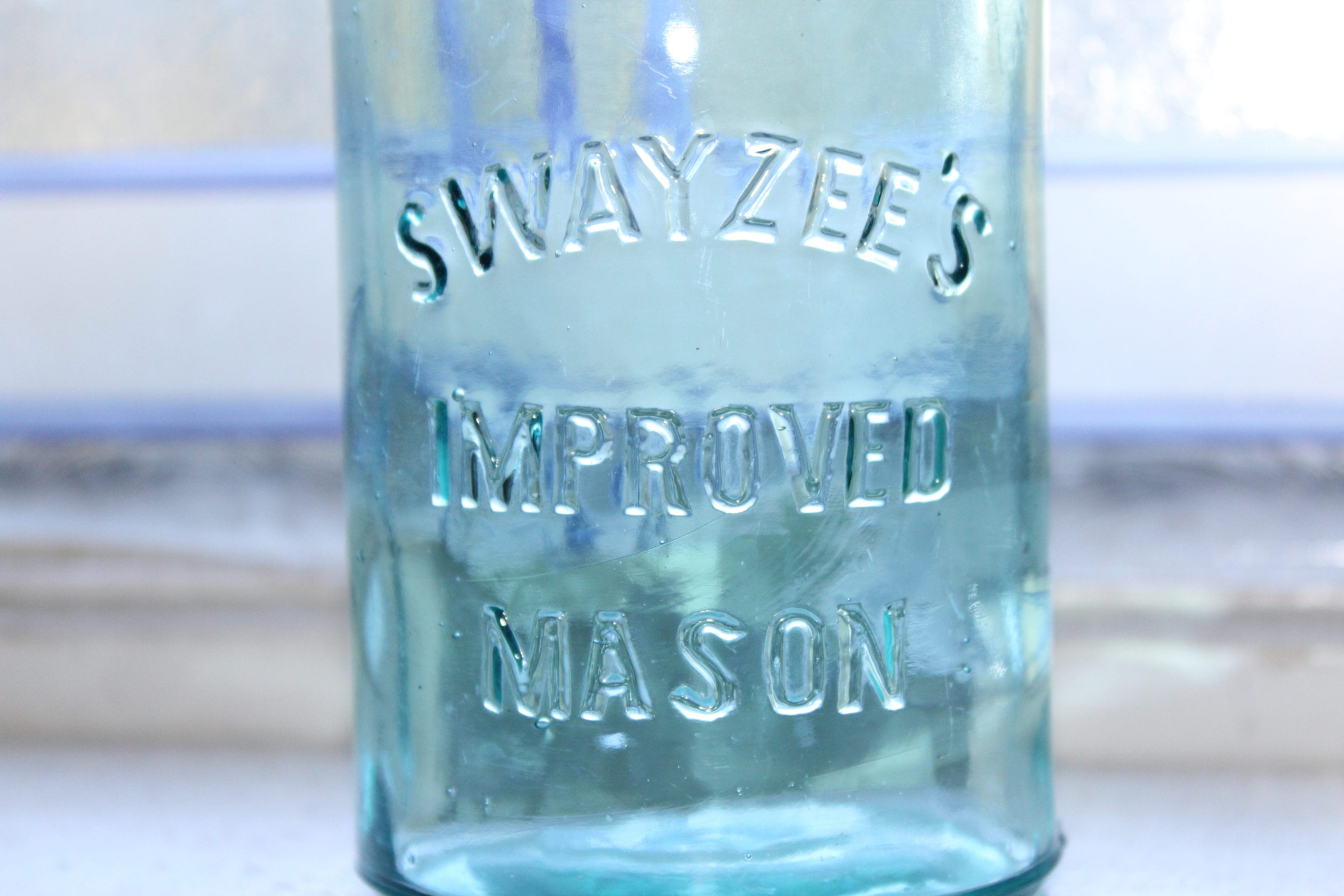 Antique Blue Canning Jar Swayzee's Improved Mason Jar Pint