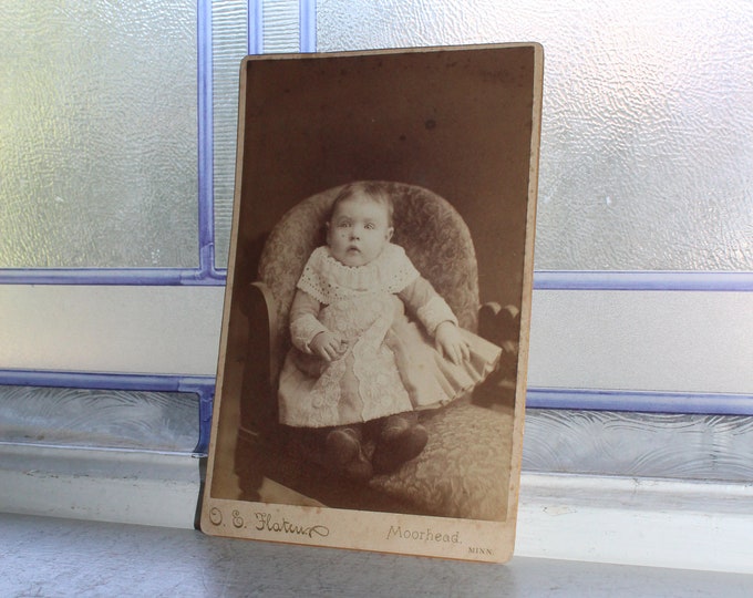 Vintage Cabinet Card Photograph 1800s Victorian Child 6 1/2 x 4 1/2