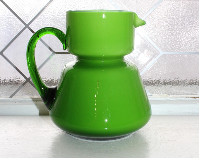 Mid Century Carlo Moretti Pitcher 1960s Murano Green Glass Bedside Carafe