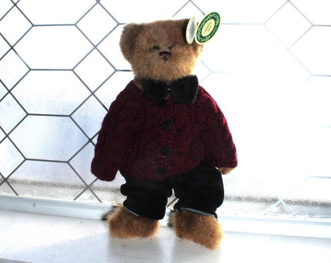 Bearington Collection Victor Teddy Bear with Bow Tie & Tag 13"