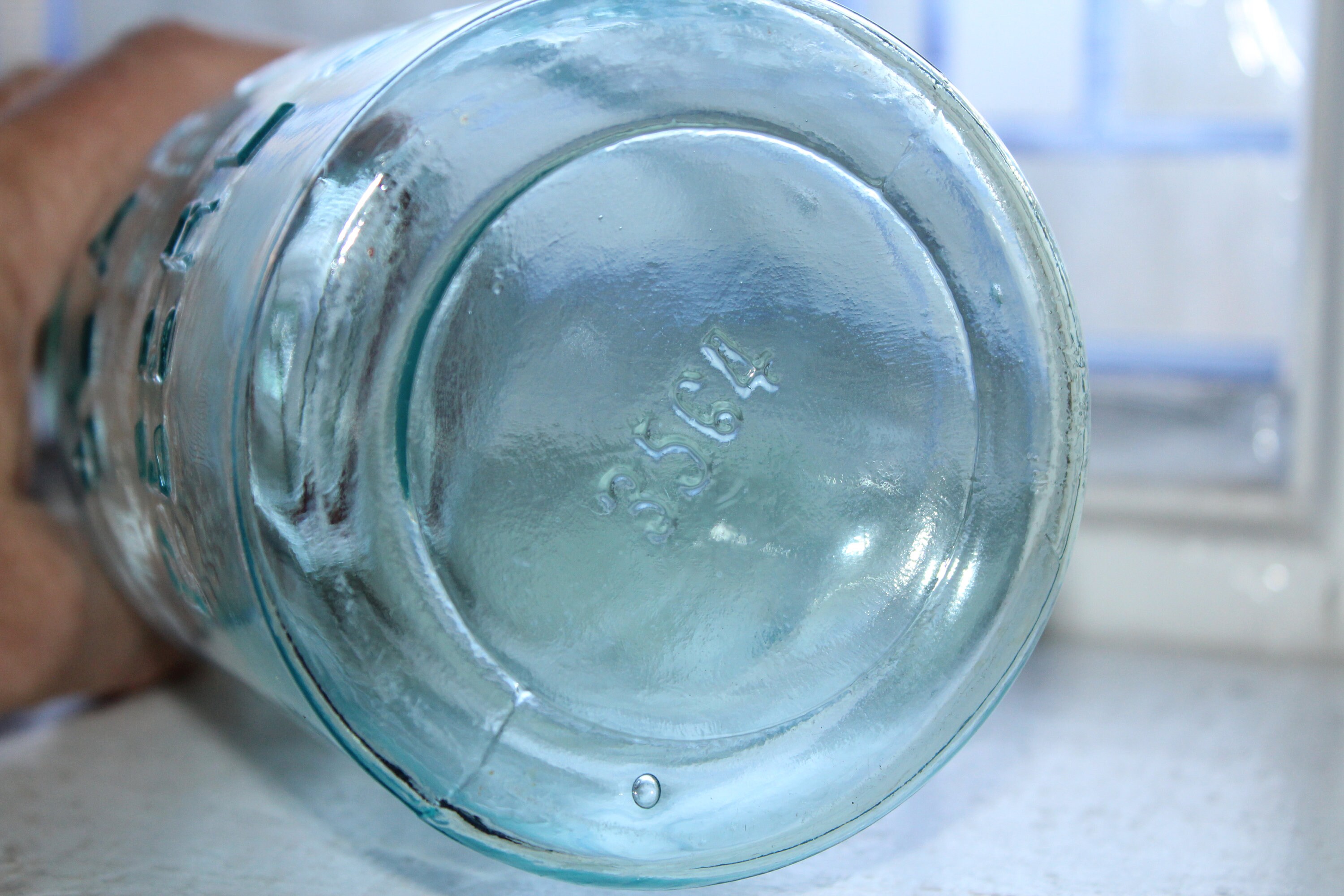 Antique Clark's Peerless Blue Quart Canning Jar