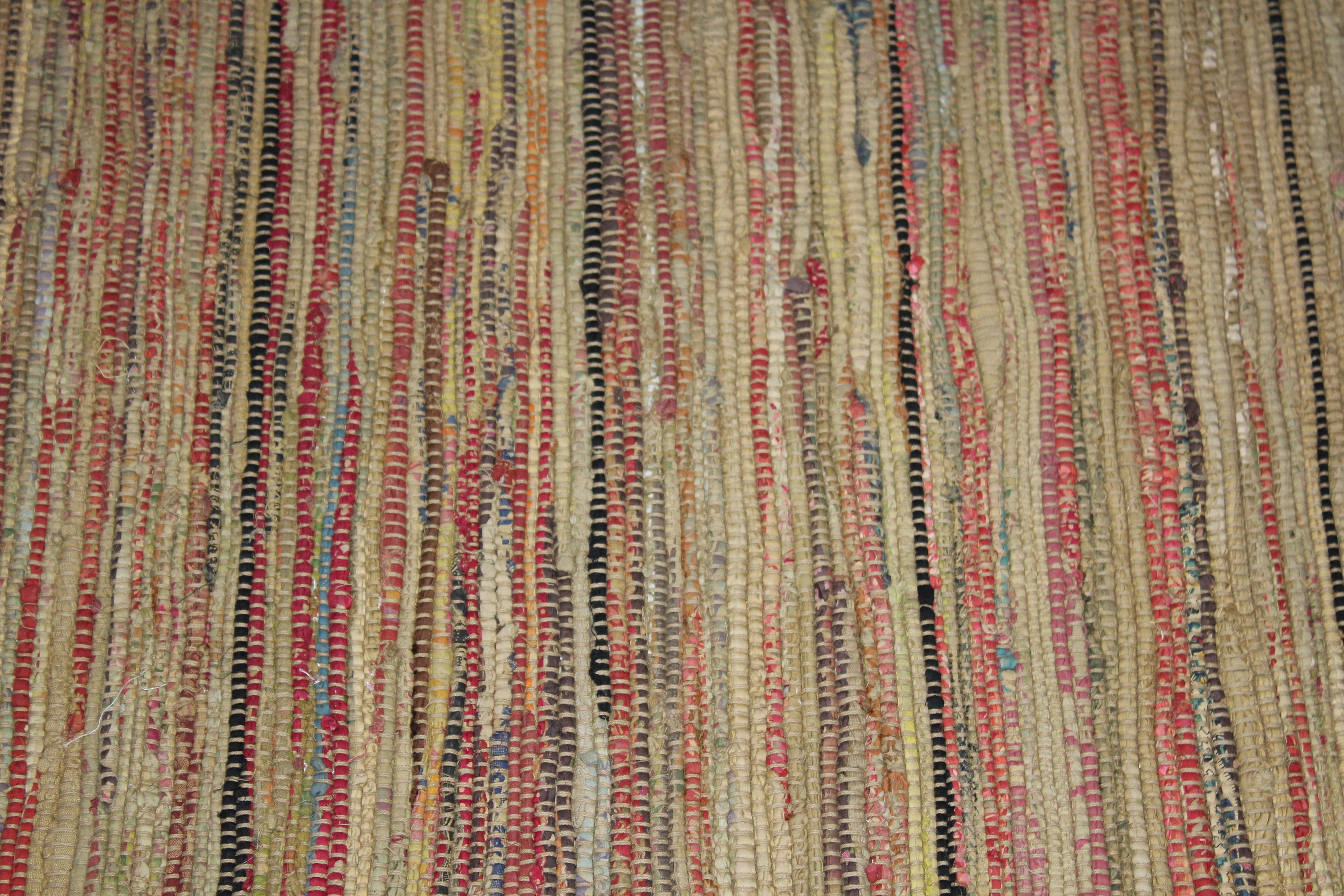 Vintage Country Rag Rug Hand Loomed Mustard Yellow 39 x 23