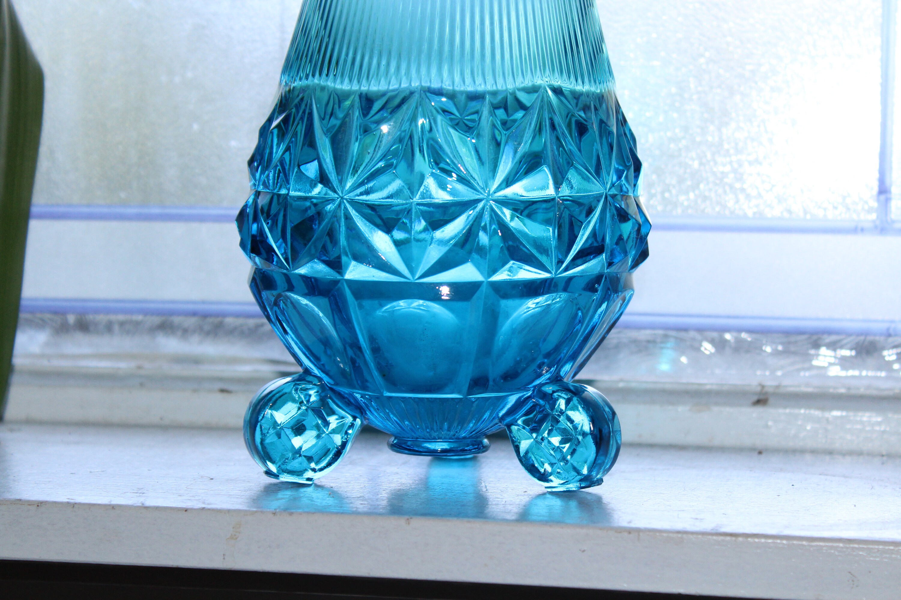 Large Blue Swung Glass Vase 17 Vintage Mid Century Modern