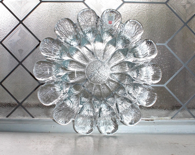 Holmegaard Crystal Flower Bowl Vintage Scandinavian Glass