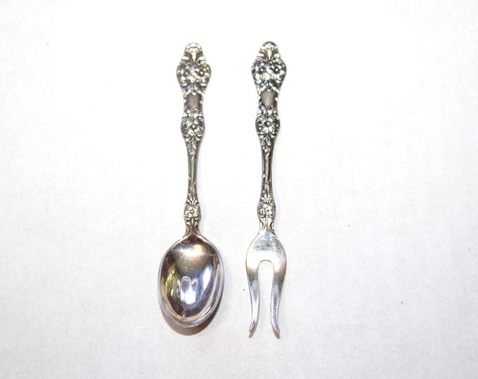 Vintage Norwegian Silverplate Sugar Spoon & Olive Fork Th. Marthinsen