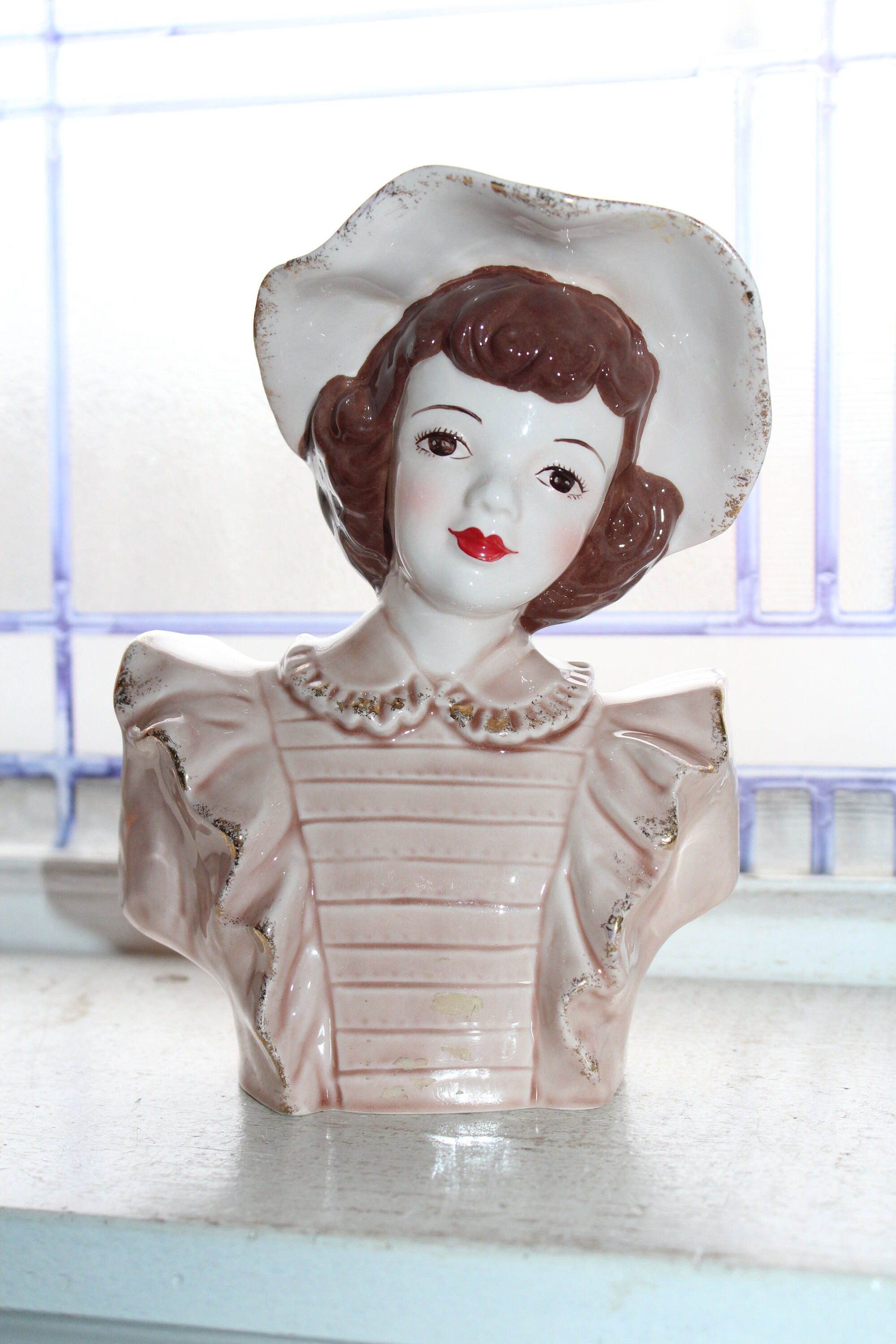 Vintage Lady Head Vase Florence Ceramics 1960s