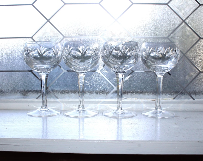 4 Vintage Gorham Crystal Bamberg Wine Glasses