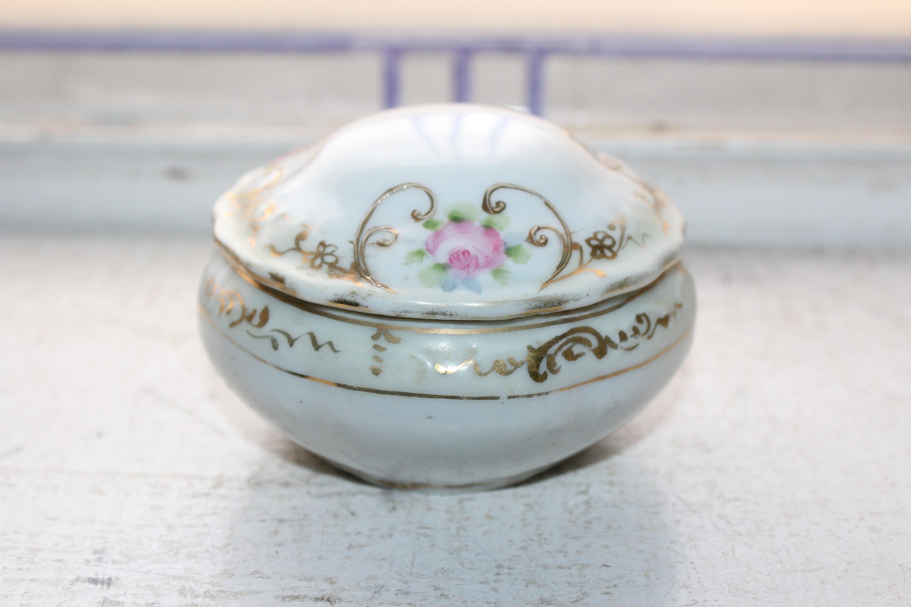 Antique Hand Painted Nippon Porcelain Trinket Box