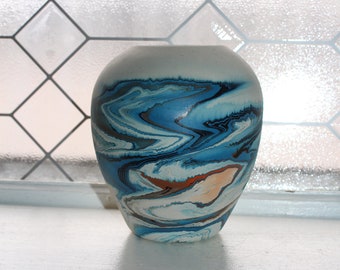 Nemadji Pottery Vase Swirl Pattern Vintage Southwestern Decor