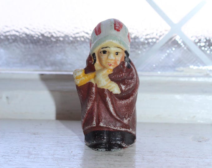 Antique Native American Indian Frozen Charlotte Penny Doll Made in Japan