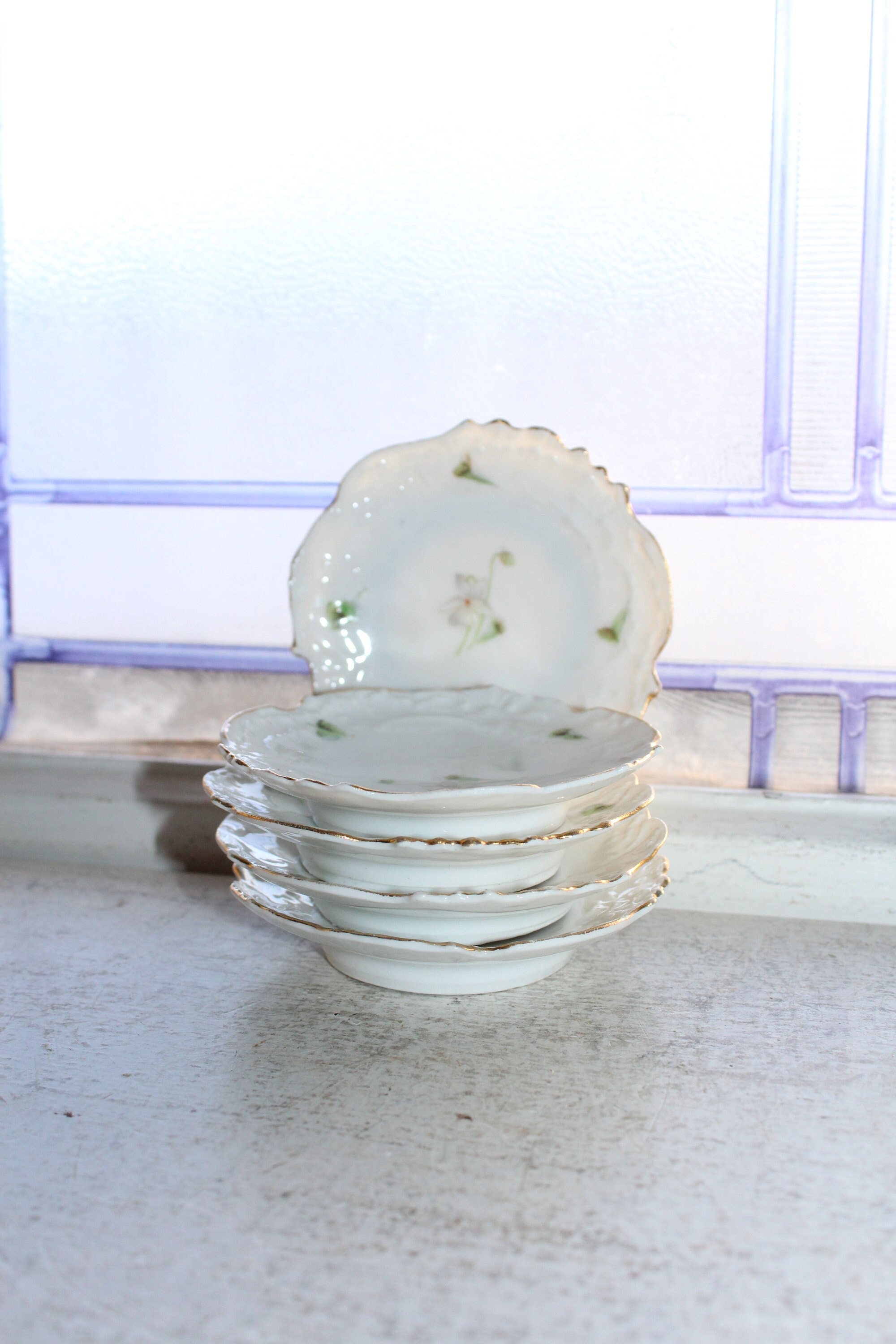 5 Vintage Bavarian China Butter Pats Germany