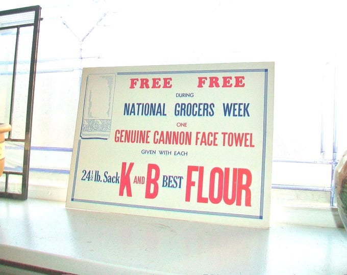 1930s Store Sign K and B Flour Red White and Blue