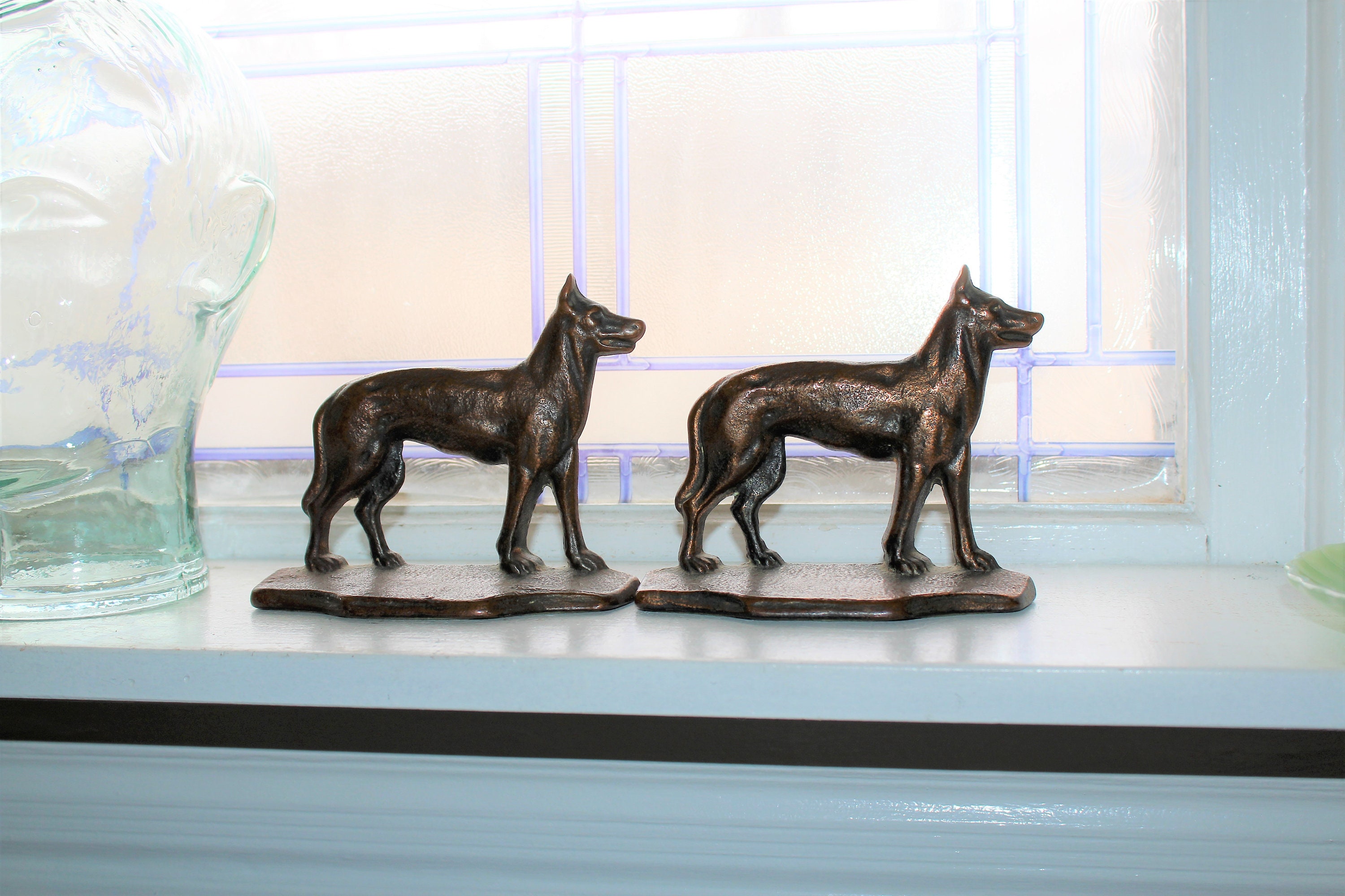 Vintage Art Deco Dog Bronze Bookends
