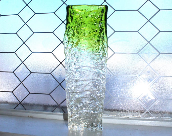 Large Kumela Glass Finland Green Kallio Vase 14" Designed by Kaj Blomqvist