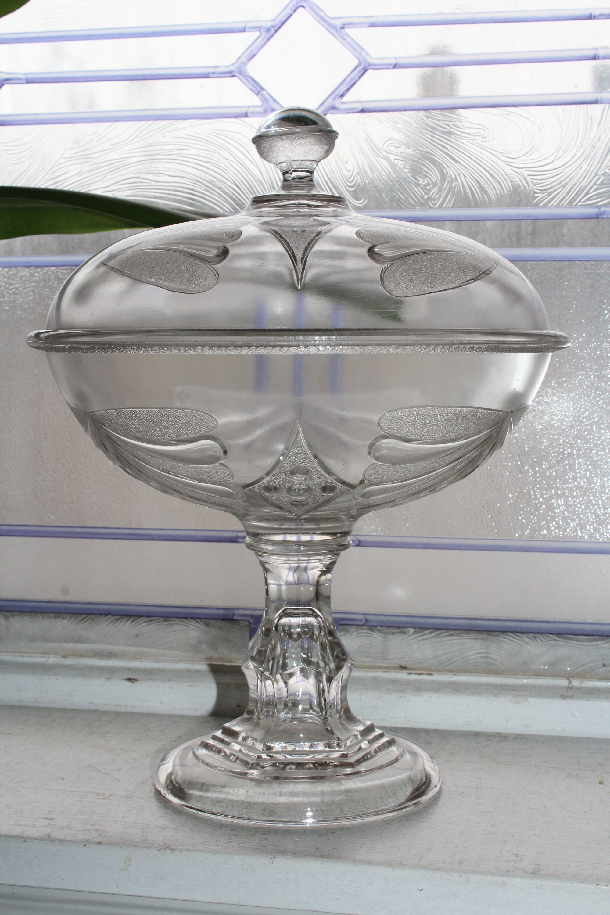 Antique Glass Compote with Lid EAPG