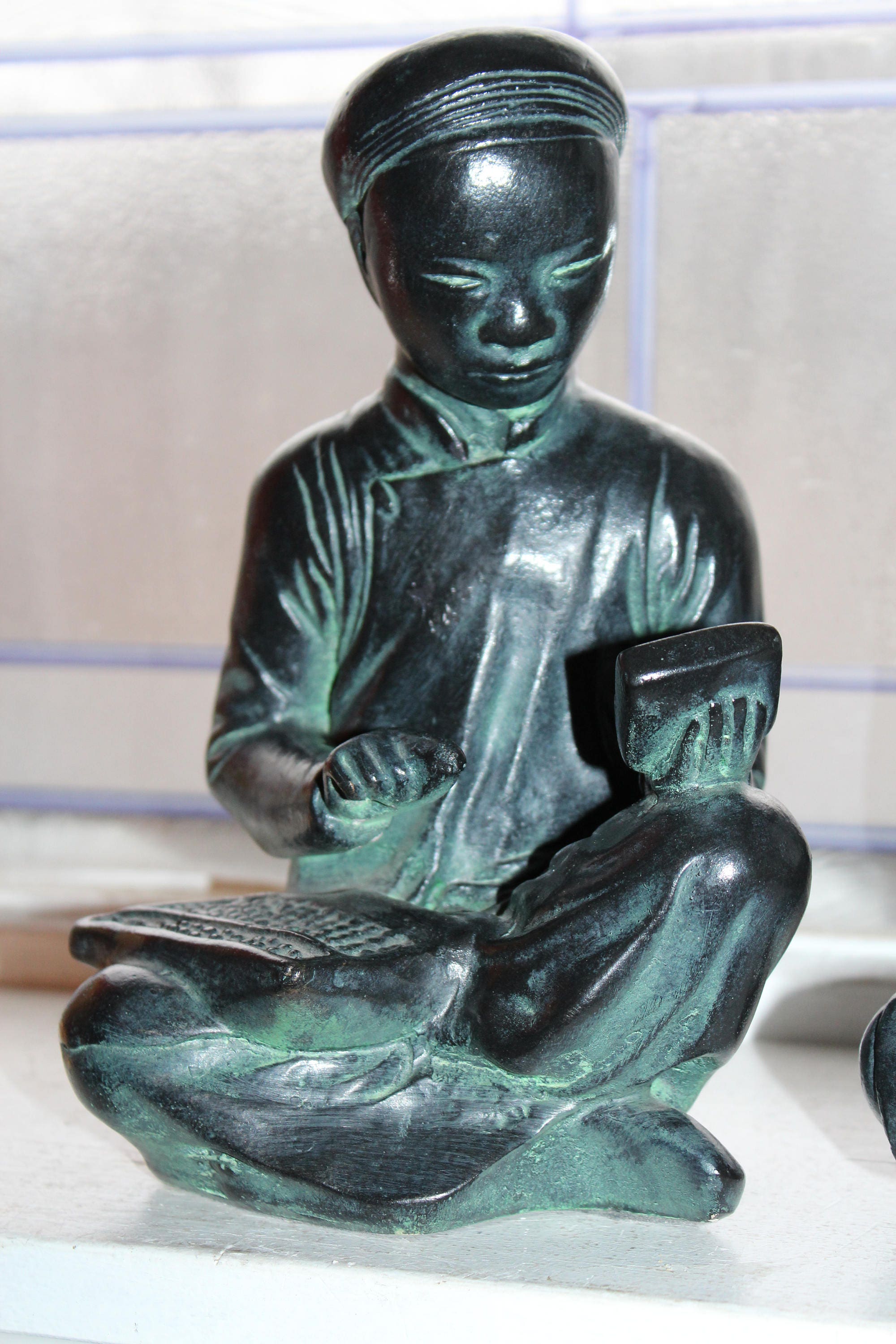 Austin Products Sculpture Asian Mathematician & Scribe Bookends 1961