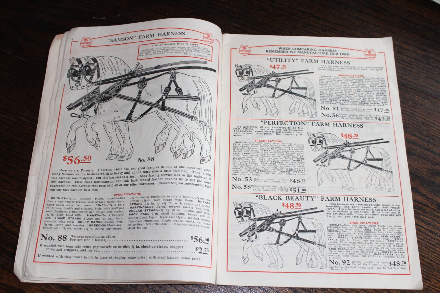 Vintage 1927 Horse Harness Catalog Fred W Peterson Harness Company