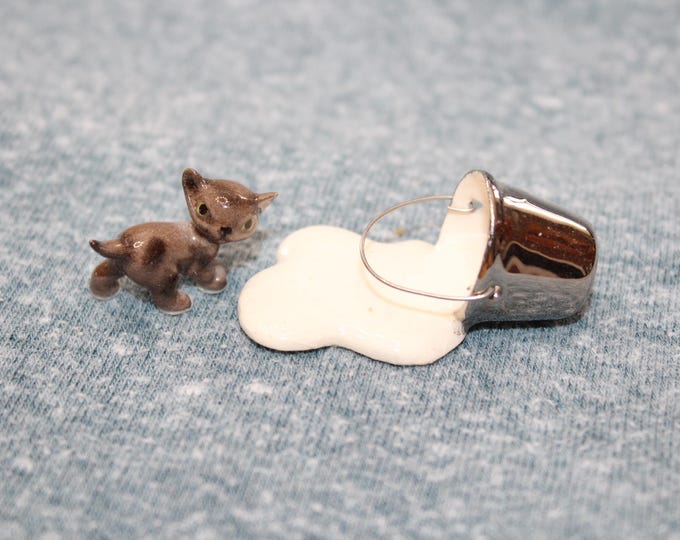 Vintage Hagen Renaker Miniature Figurine Kitten and Spilled Milk Pail