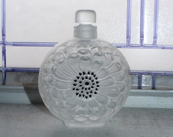 Large Lalique Crystal Perfume Bottle Dahlia Sunflower with Original Box